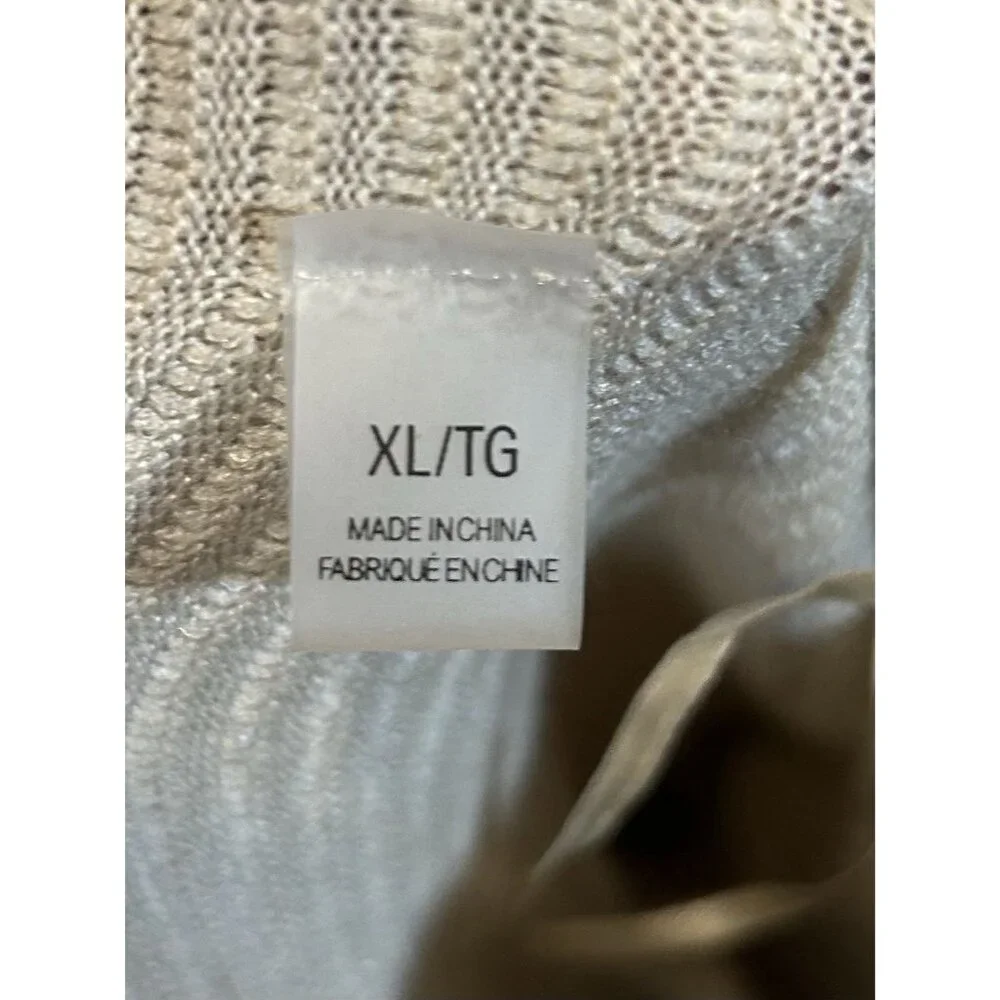 Tahari Women’s Sweater‎ XL Beige Ribbed Turtleneck Pullover Black Stitch Detail - Picture 3 of 16